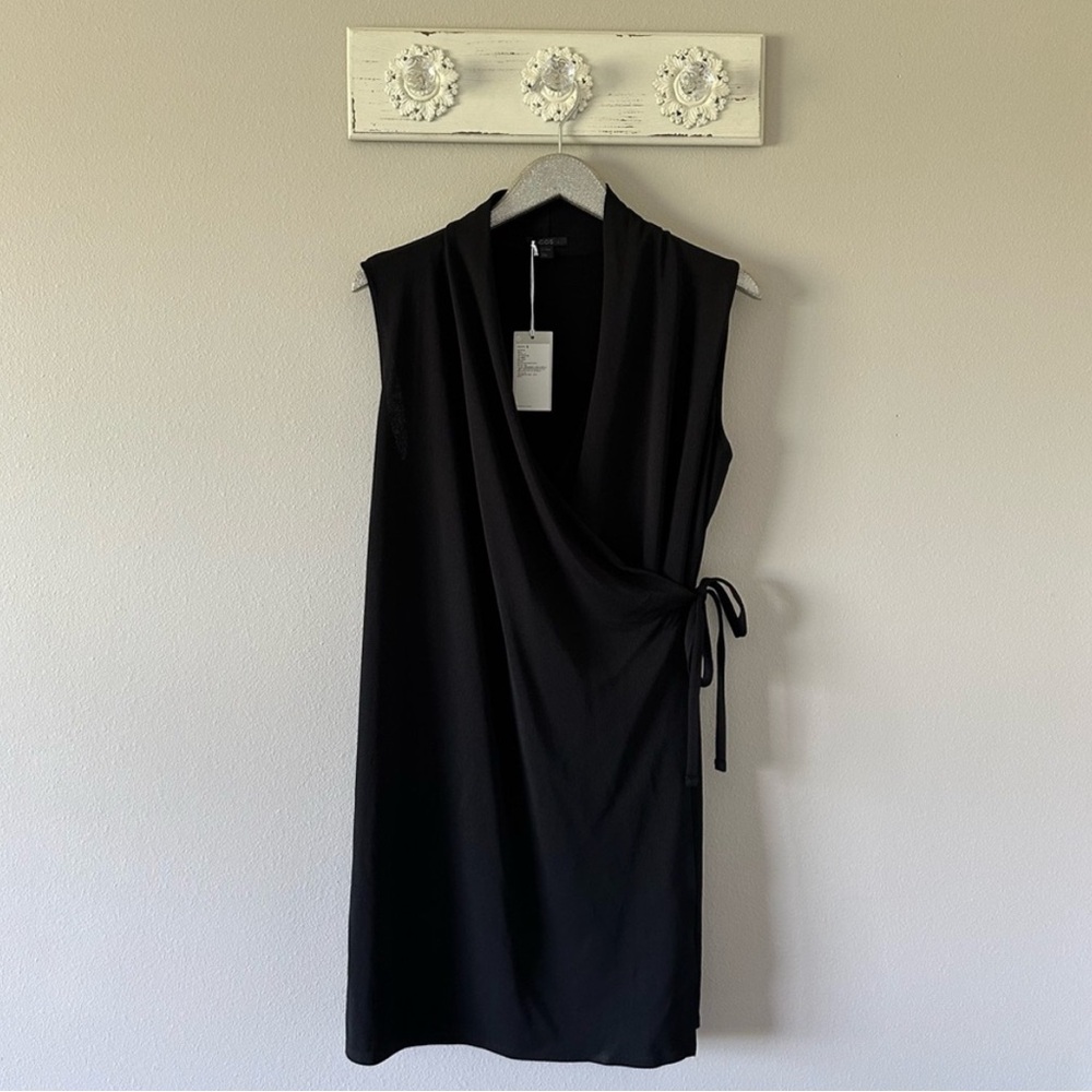 COS Black Sleeveless Cowl Neck Wrap Dress NEW